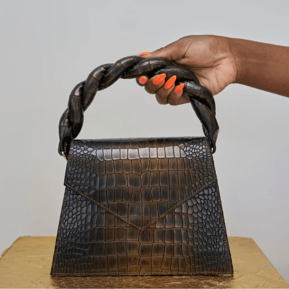ANIMA IRIS LIQUID GOLD ZAZA GRANDE & MATCHING CROSS-BODY STRAP
